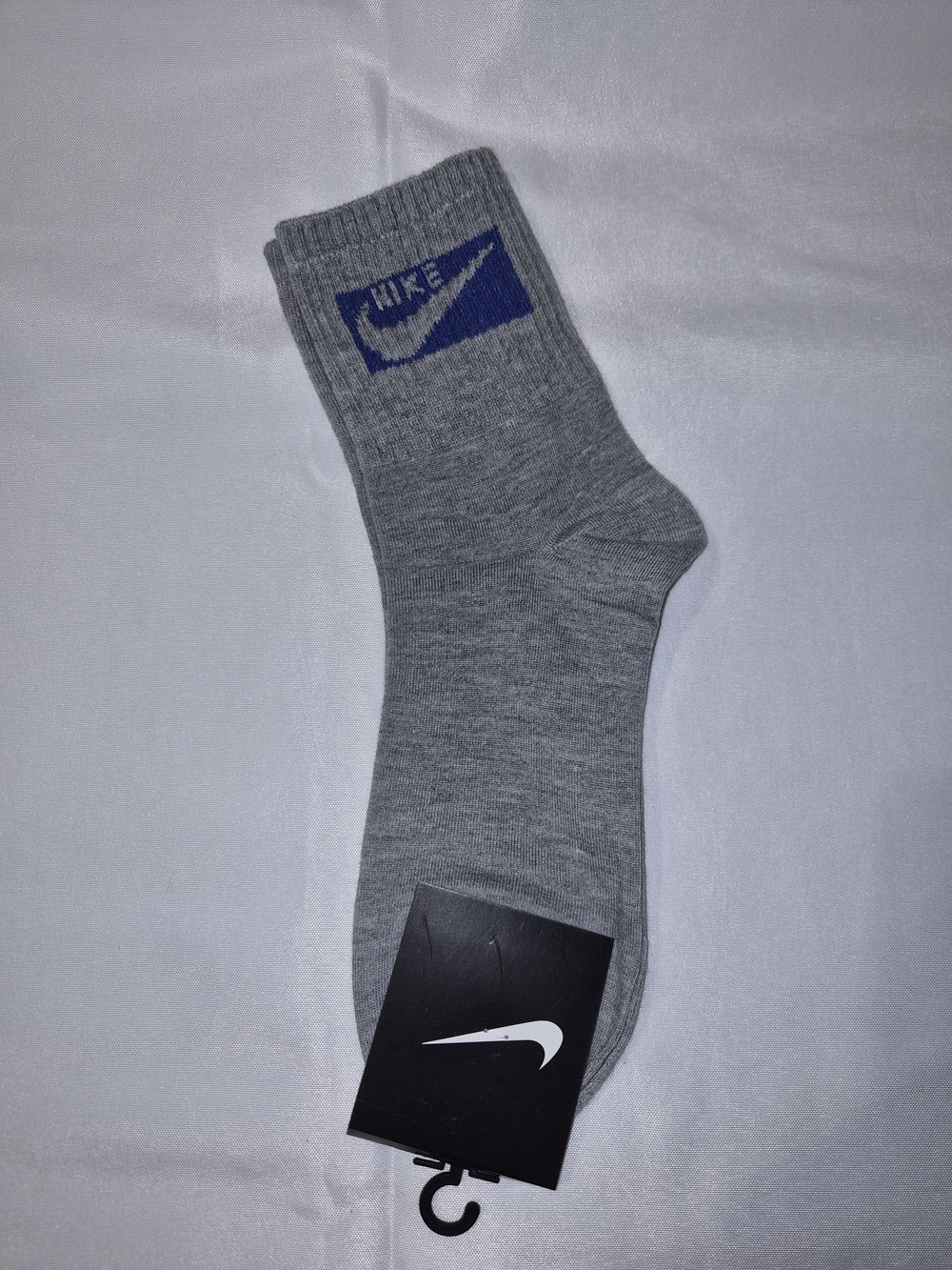 Nike Men's Small Or Womens  Grey Crew Socks with Blue Logo